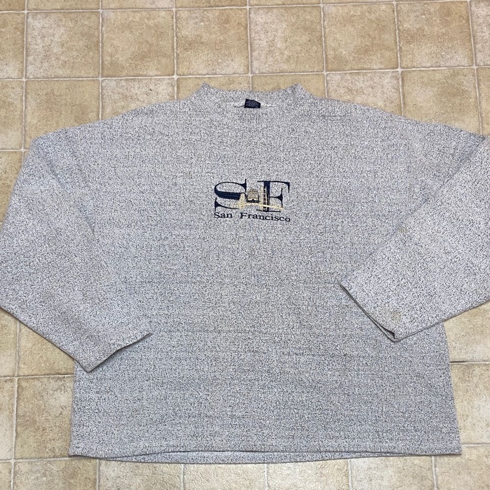 SF San Francisco Made In USA Gray Crewneck Sweater Size XXL - Picture 4 of 14
